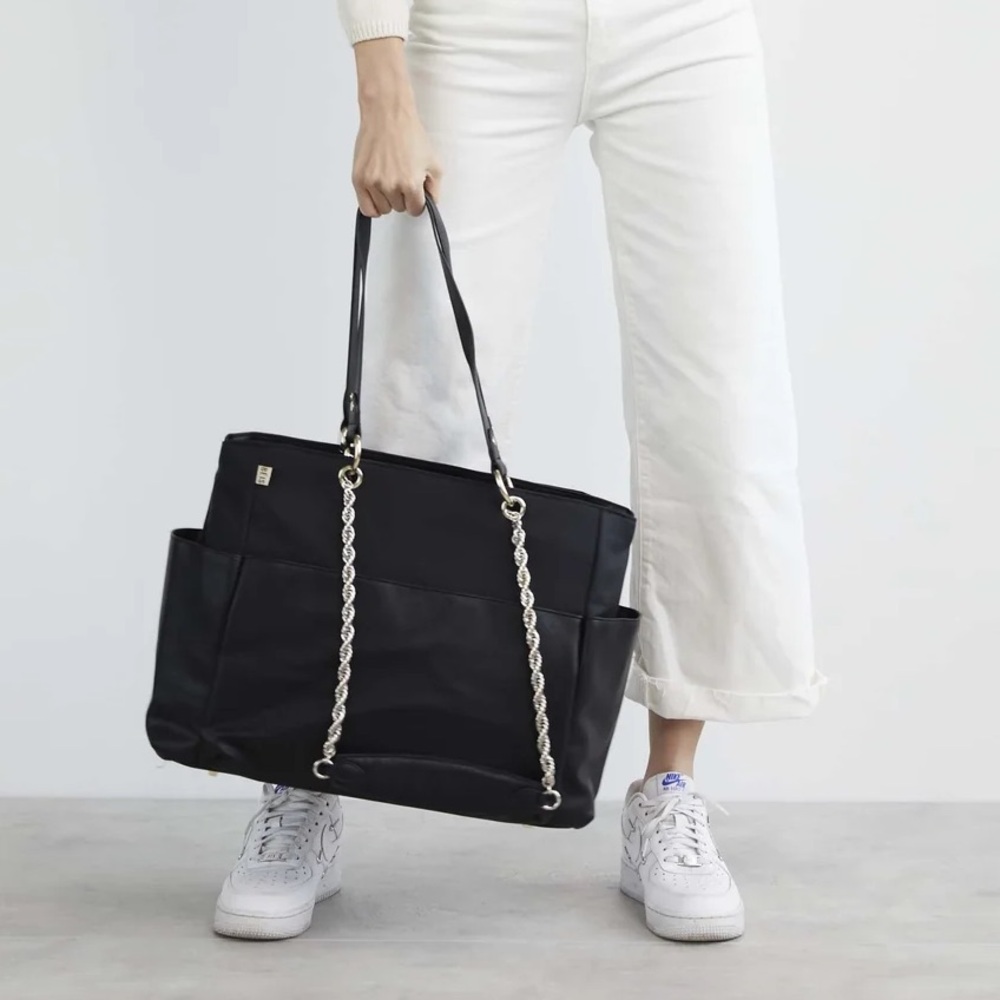 BEIS Black *Not* Diaper Bag / Tote / Weekender w/ Chain Straps, Baby Accessories